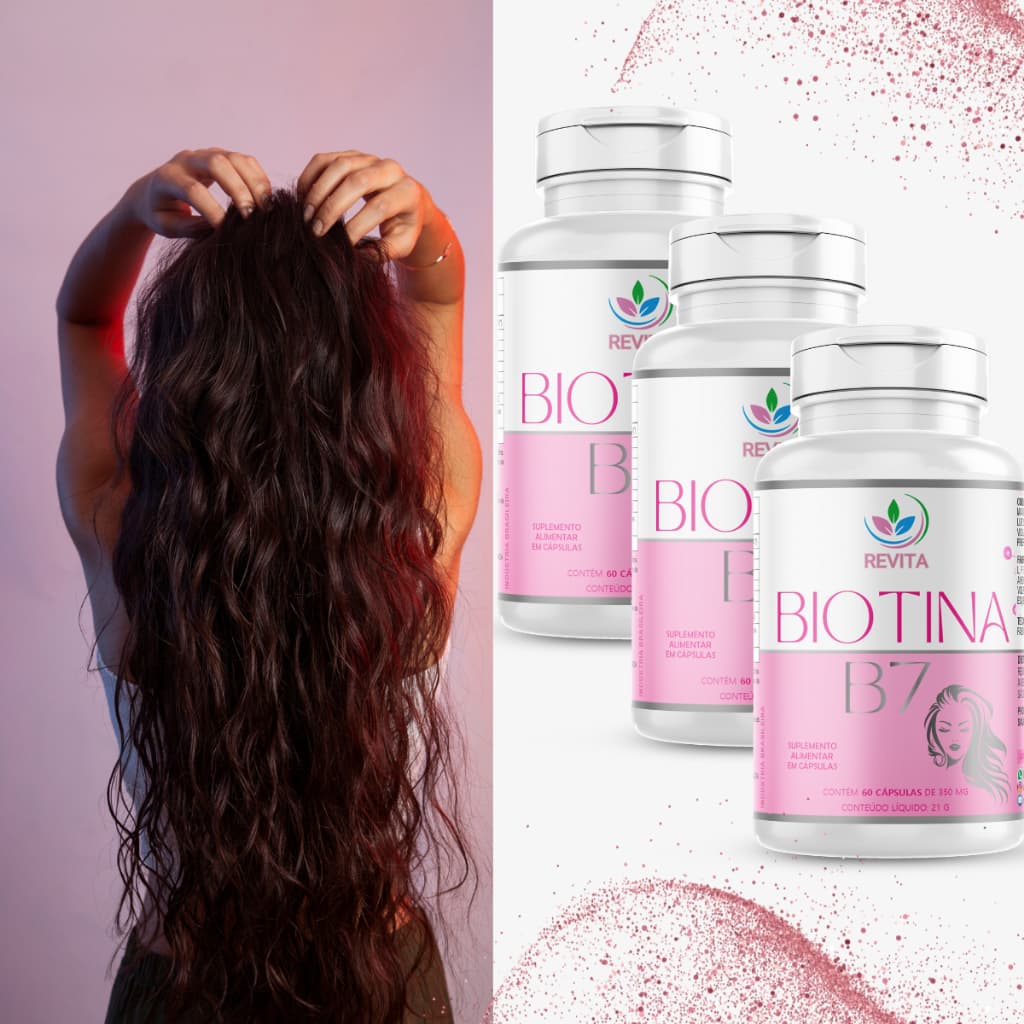 KIT 3 BIOTINA B7 CABELOS UNHA PELE 60 CAPS