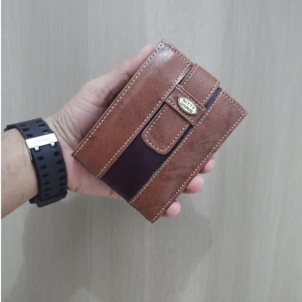 Carteira De Couro Nitty Com Botão Porta Documento Cartão Cnh