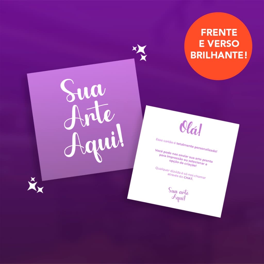 35un Cartão de agradecimento Personalizado para cliente 9cm x 9cm Frente e Verso Brilhante