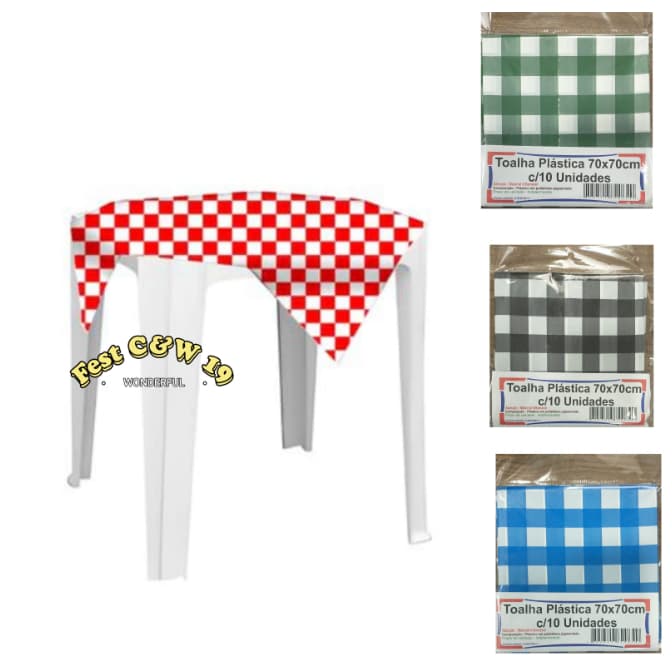 Kit 10 Toalha De Mesa Xadrez Plástica 70x70cm Festa Junina E Decoração