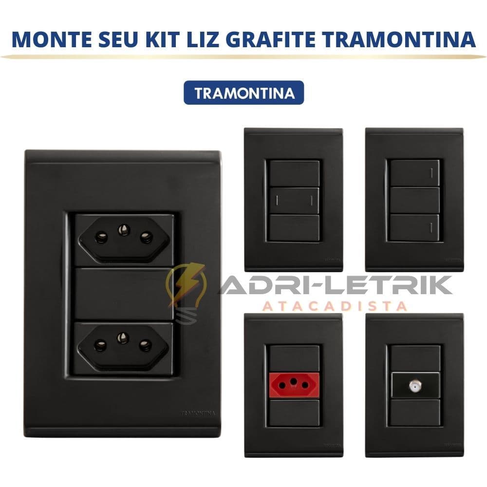 CONJUNTOS INTERRUPTOR E TOMADA LIZ GRAFITE TRAMONTINA