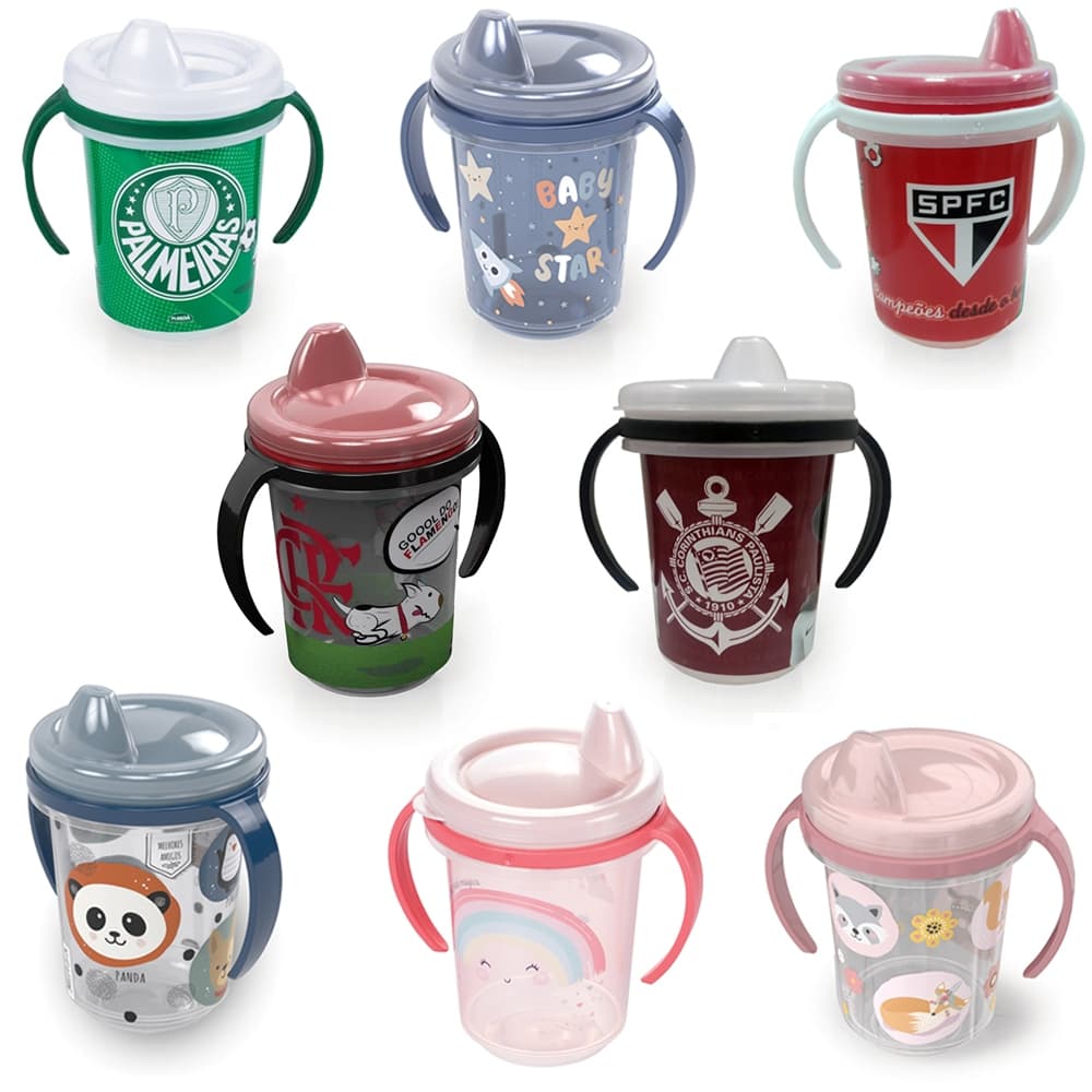 Copo Infantil Com Alça Removível Estampa Diversas Transição - Plasútil