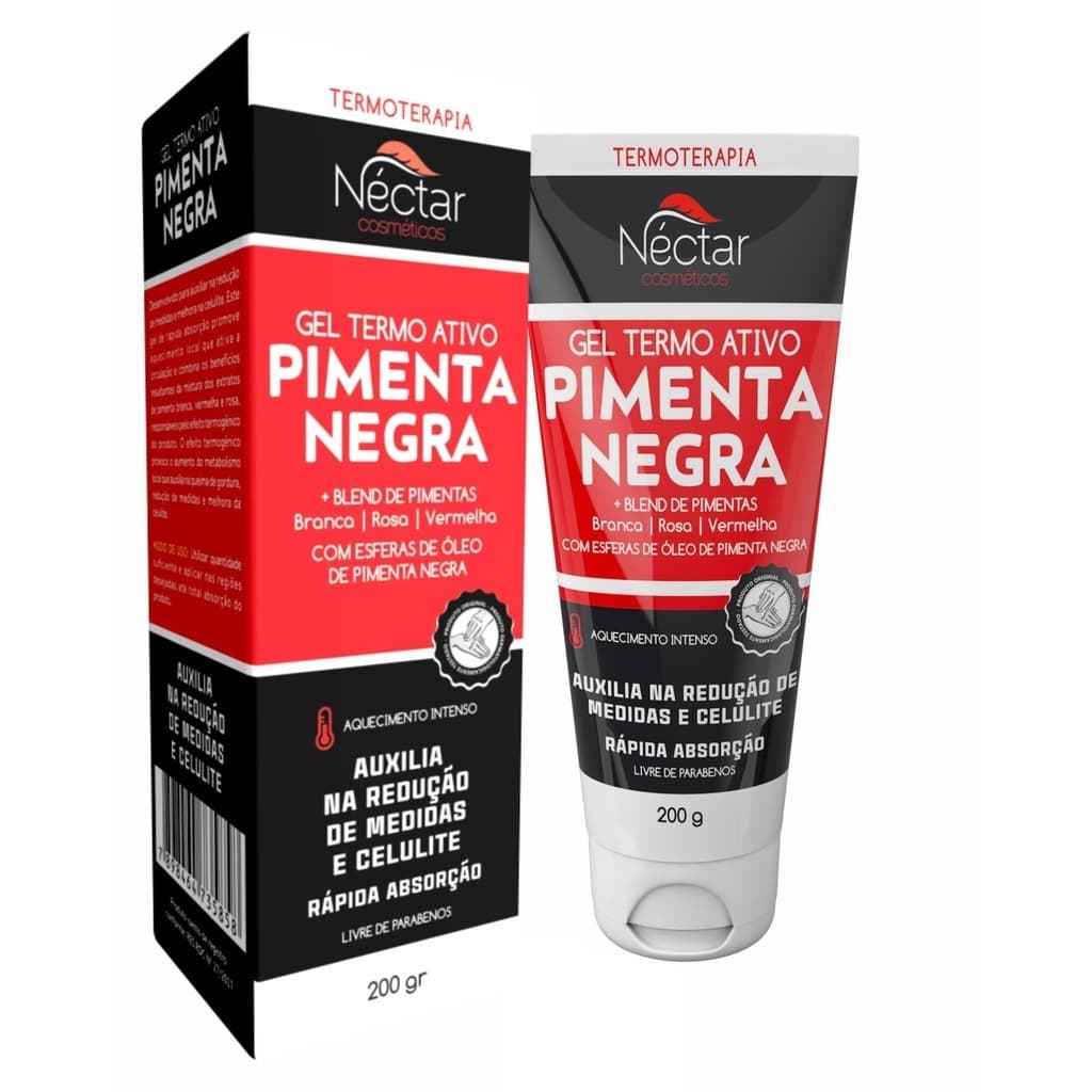 06 Gel Termo Ativo Pimenta Negra 200G – Néctar Cosméticos Redutor de Medidas
