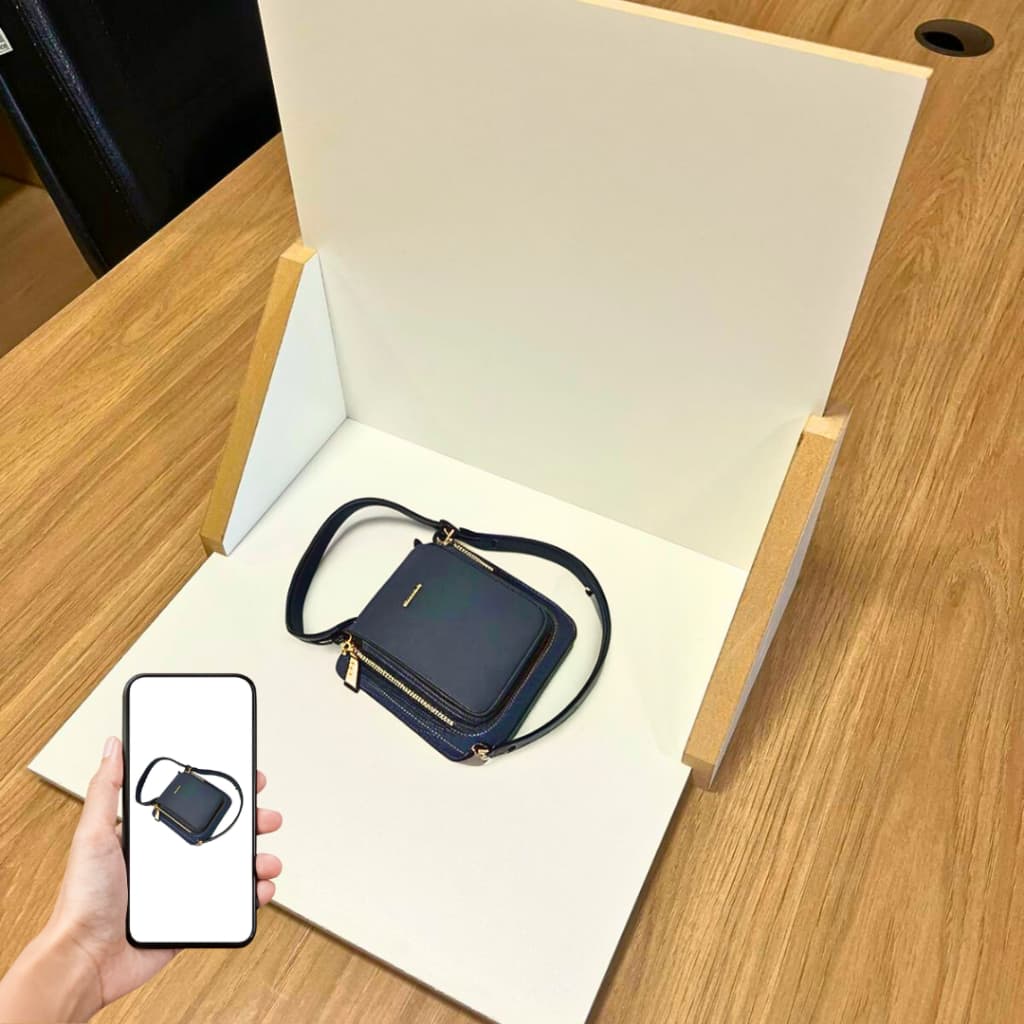 Kit Mini Estúdio Fotográfico Portátil Branco Placa de HDF 3mm 30x30 e 50x50