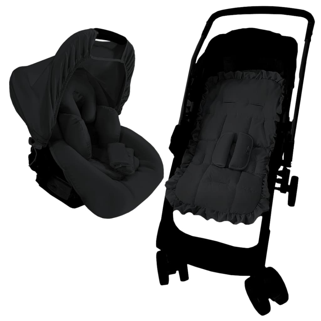 Kit 6 Peças - Capa de Carrinho e Bebê Conforto: Capota Solar, Protetores Cinto e Apoio Redutor