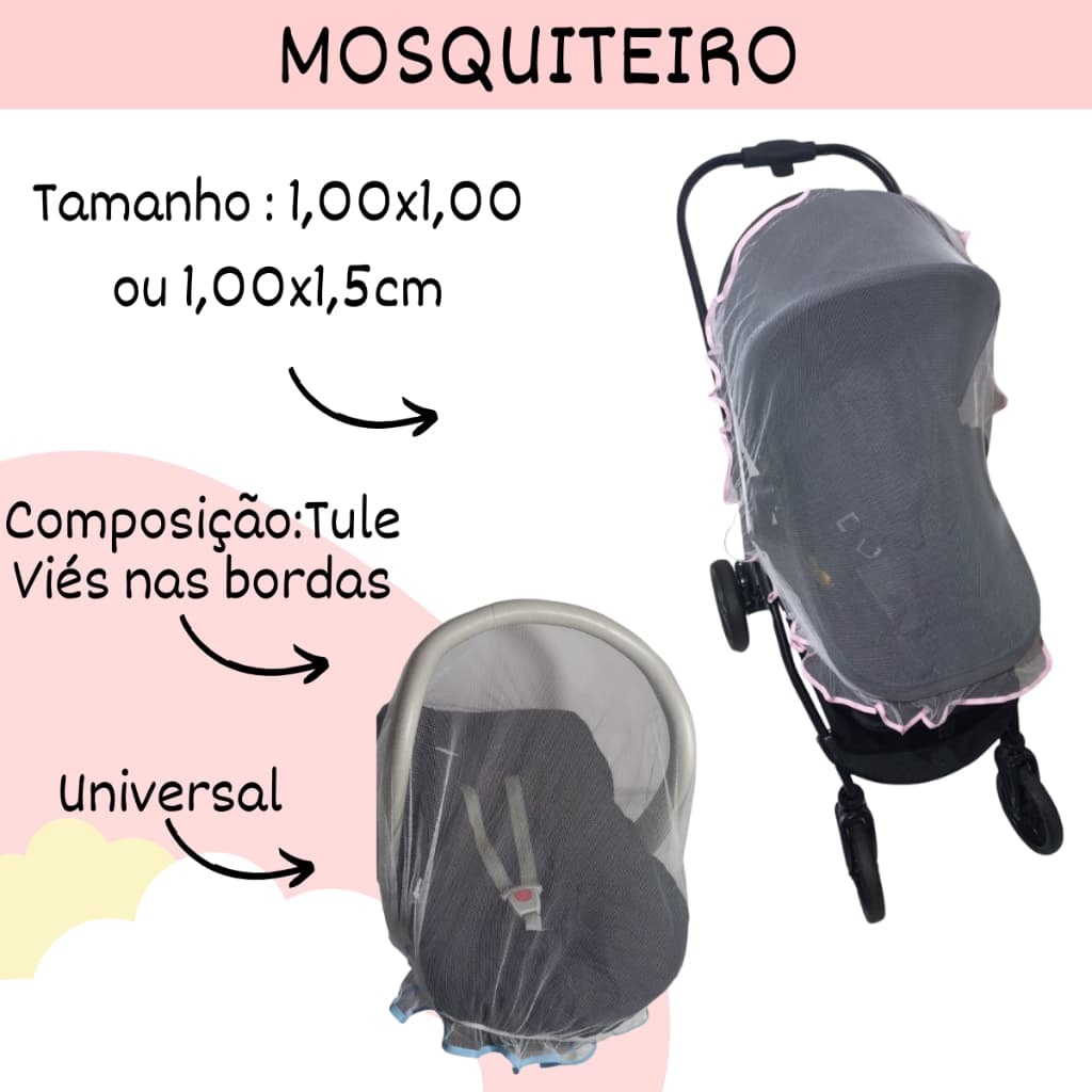 Mosquiteiro Para Carrinho Bebê Conforto Berço Universal 2 Tamanhos Diferentes Conforto e Qualidade