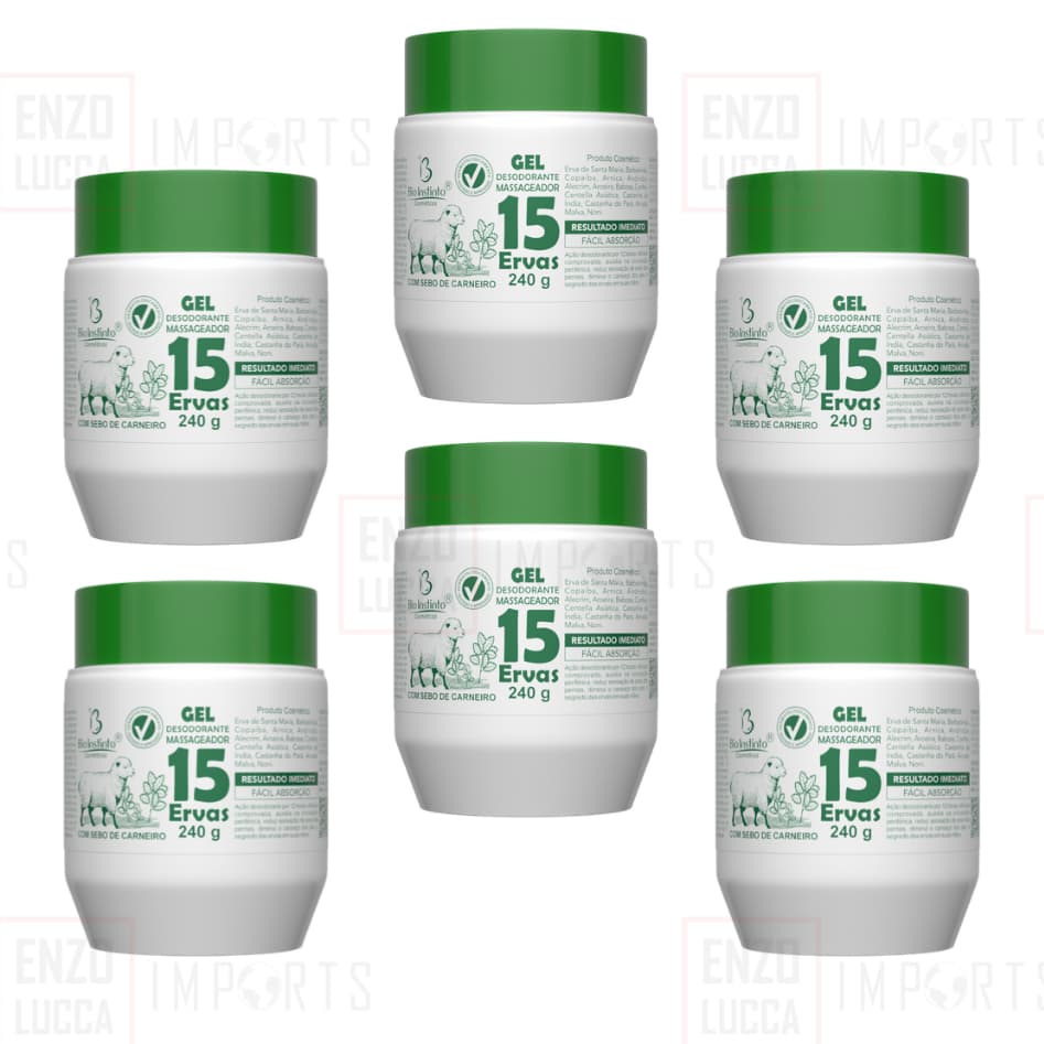Kit 6 Unidades Gel para Massagens 15 Ervas 240g Bio Instinto