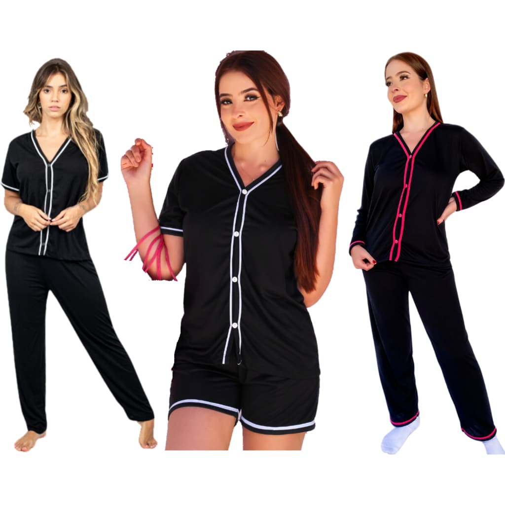 Pijama Feminino Aberto Adulto Baby Doll Americano Luxo