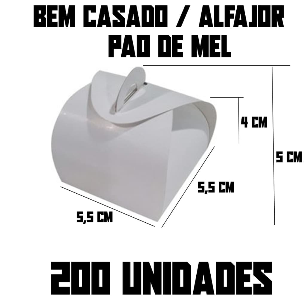 50-100-200 Caixas Caixinhas Embalagem Bem Casado Alfajor Pão de Mel Docinhos 5,5cm x 5,5cm x 4cm x 5cm Branco / Kraft