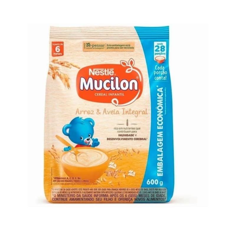Kit 2 Cereal Infantil Mucilon Arroz e Aveia Sachet 600g
