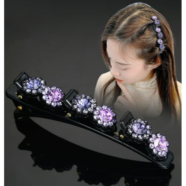 Grampo de cabelo trança lateral/grampo de cabelo feminino dupla camada grampo de cabelo/grampo de bico de pato de strass