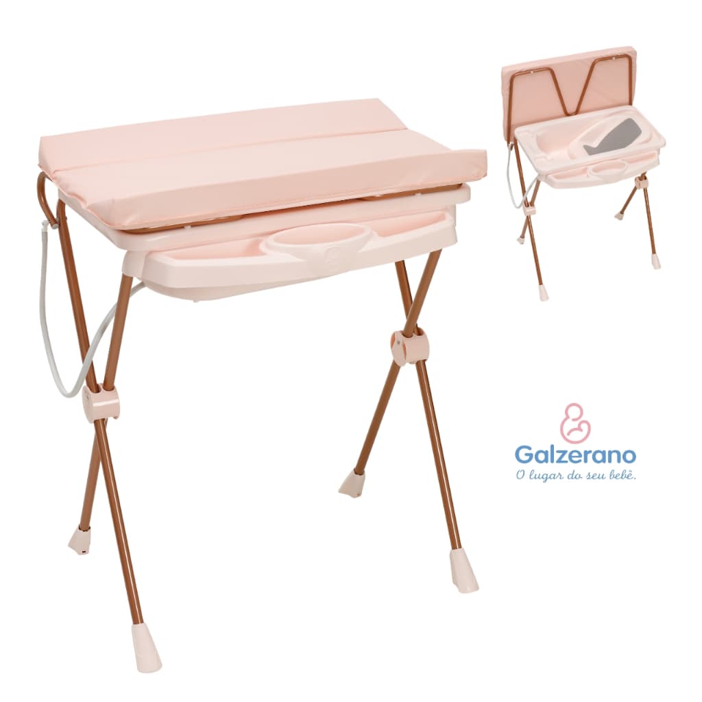 Banheira com Trocador Acolchoado e Suporte Galzerano Classic Desmontável