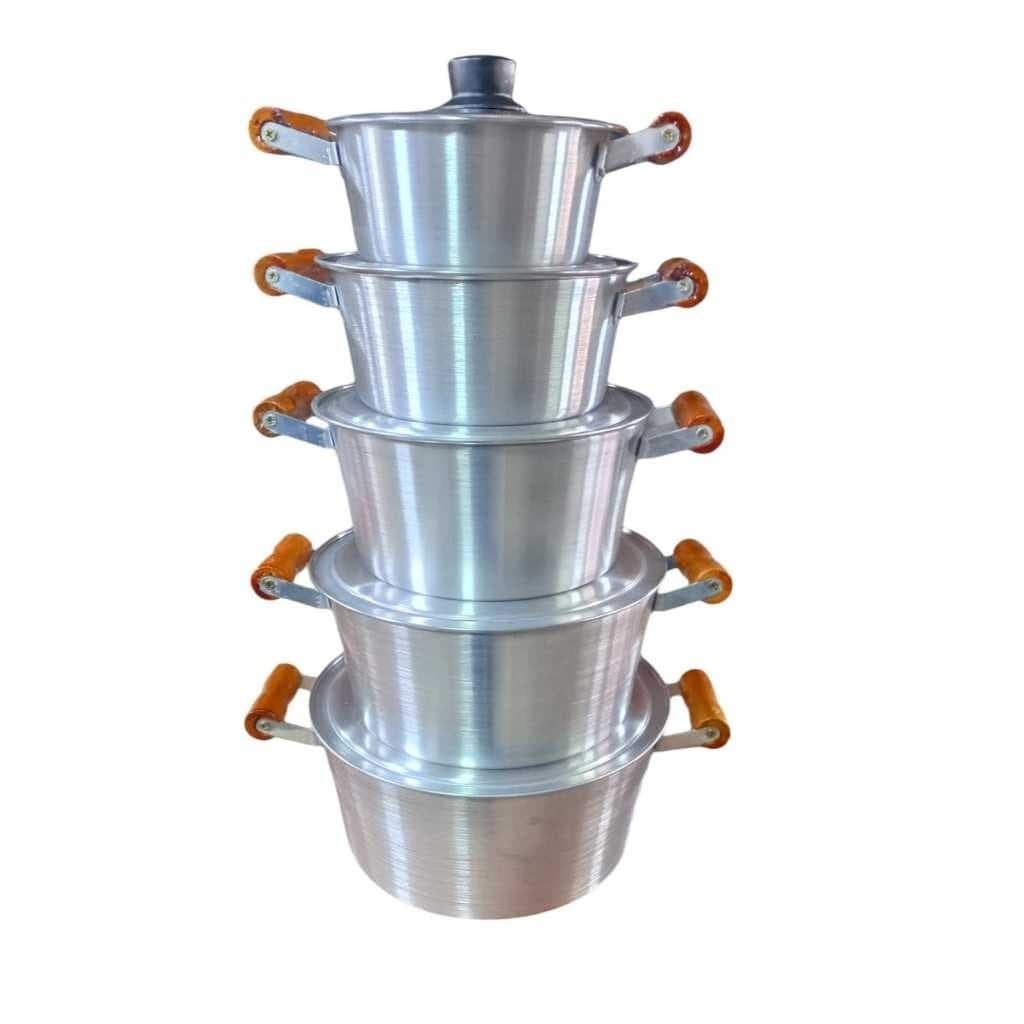 Jogo 5 Panelas Caçarolas Alumínio Polido nº16 ao 24 CERTIFICADA INMETRO + ENVIO RAPIDO