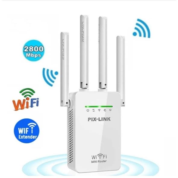 Repetidor e Roteador Wifi 4 Antenas Amplificador De Sinal 2800M Pix-link
