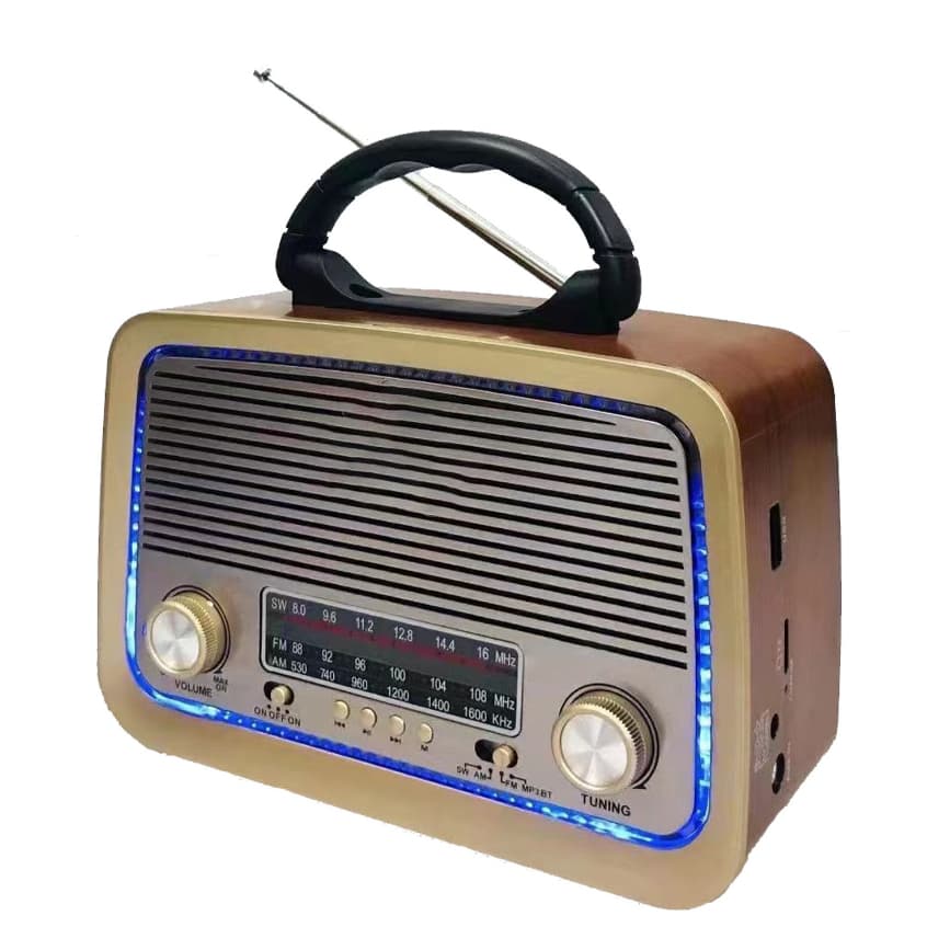 Rádio Portátil Retrô Am Fm A Pilha Energia Usb Recarregável 3199