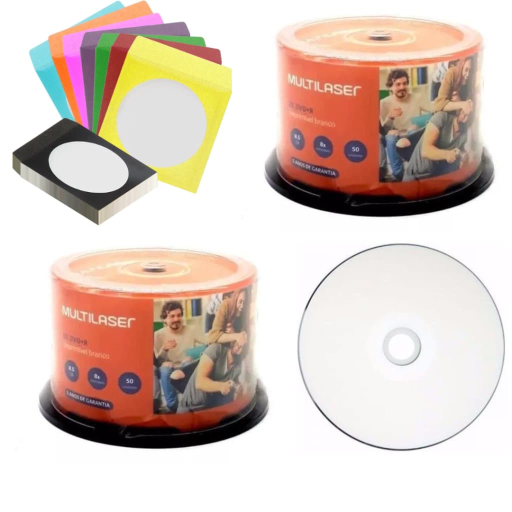 15 Dvd-r 8.5gb Dual Layer Multilaser 240min 1-8x C/ Envelopes