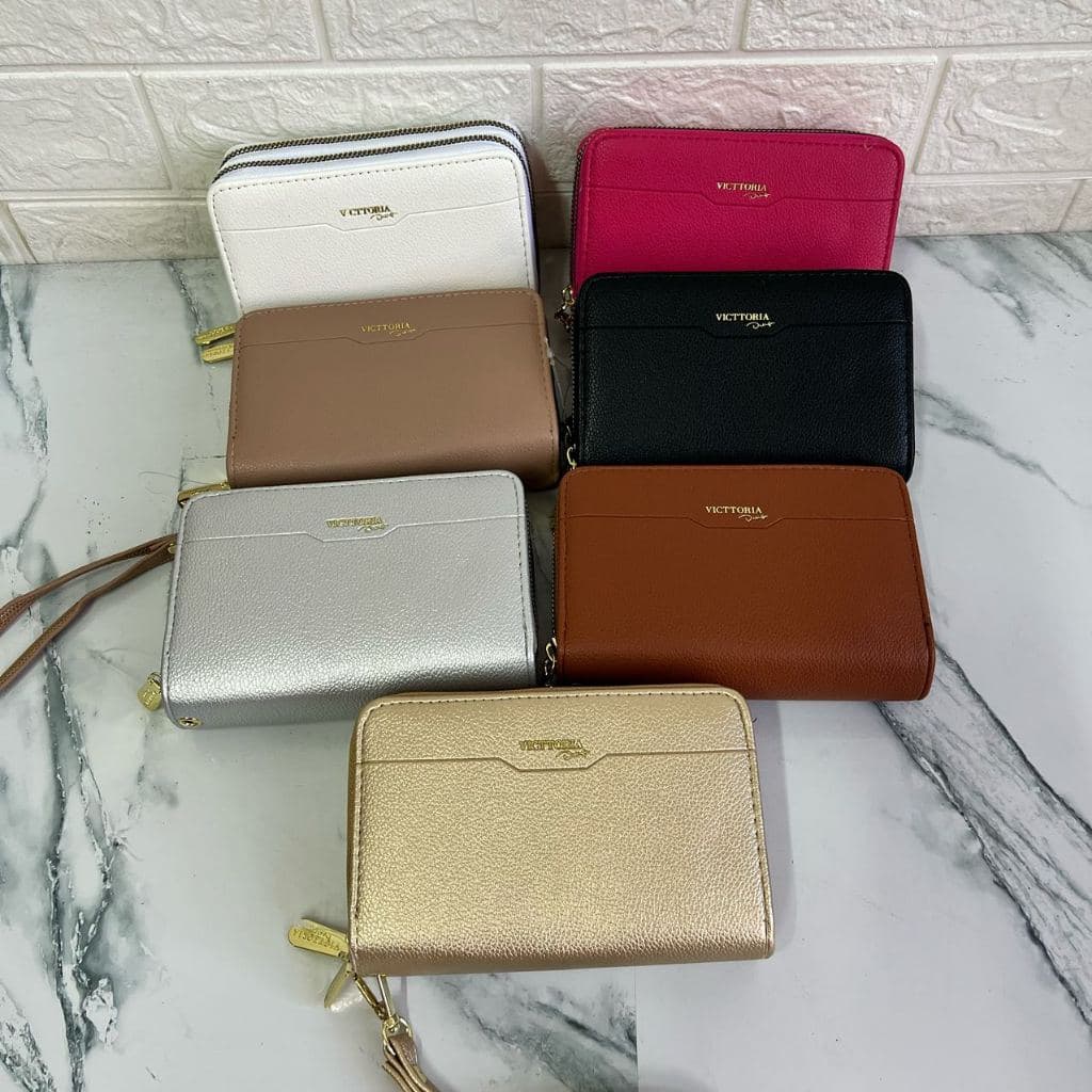 Carteira Feminina  médio em 2 Zíper Bordada