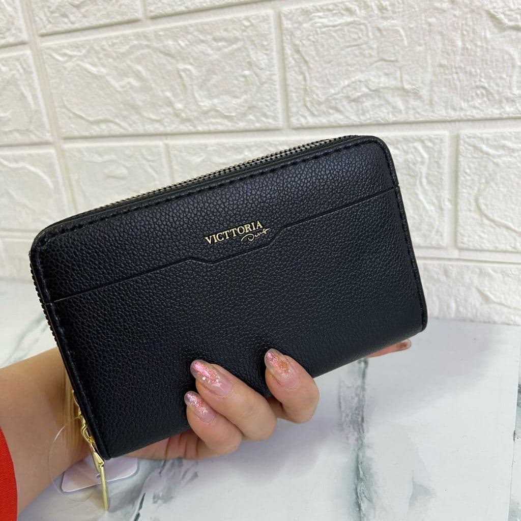 carteira feminina com zíper externo e interno média