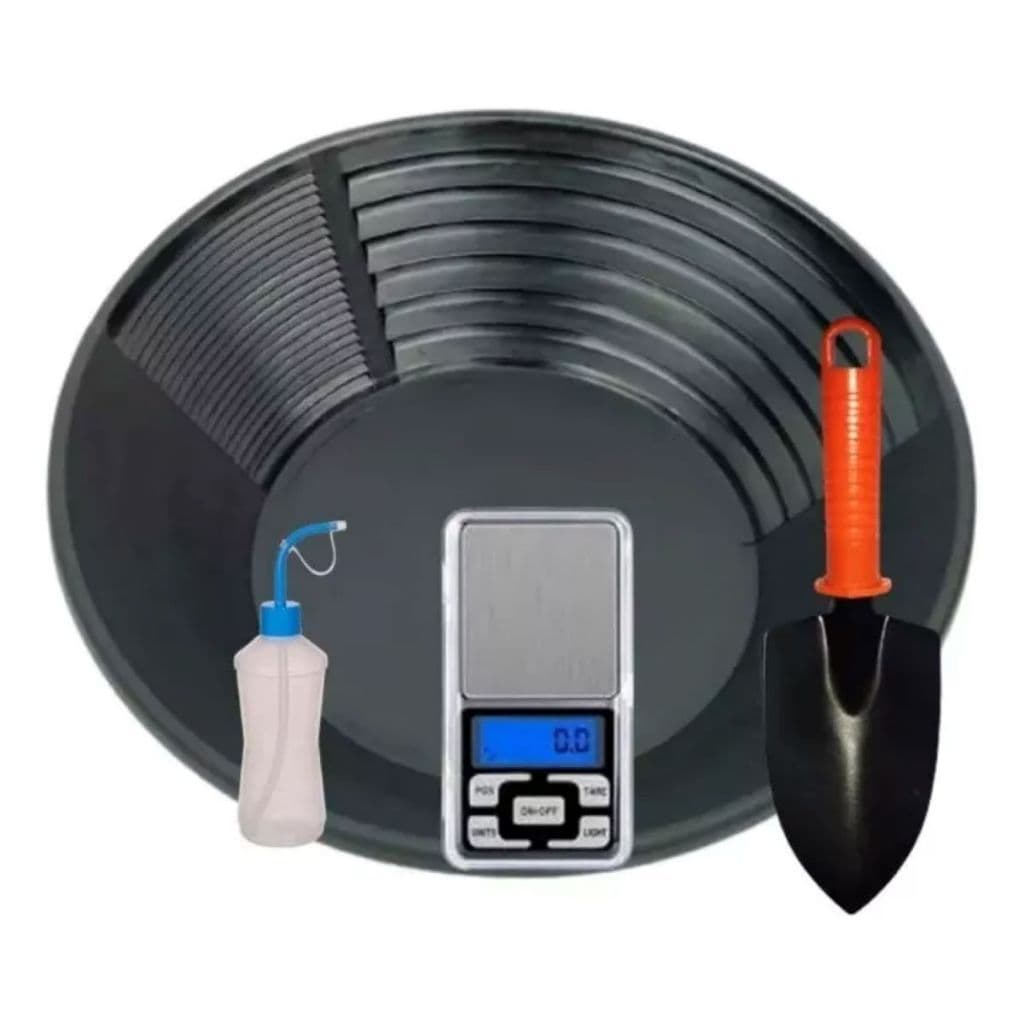 Kit Garimpo Bateia Americana, Balança De Precisão, Mini Pá e Sugador