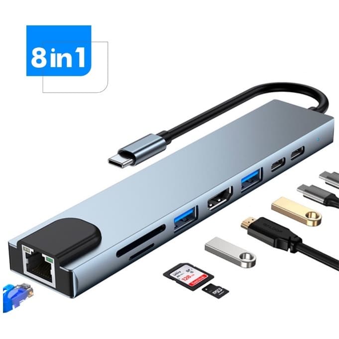 HUB USB C Tipo Splitter Para HDMI Thunderbolt 4K Docking Station Adaptador Com PD SD TF RJ45 Macbook