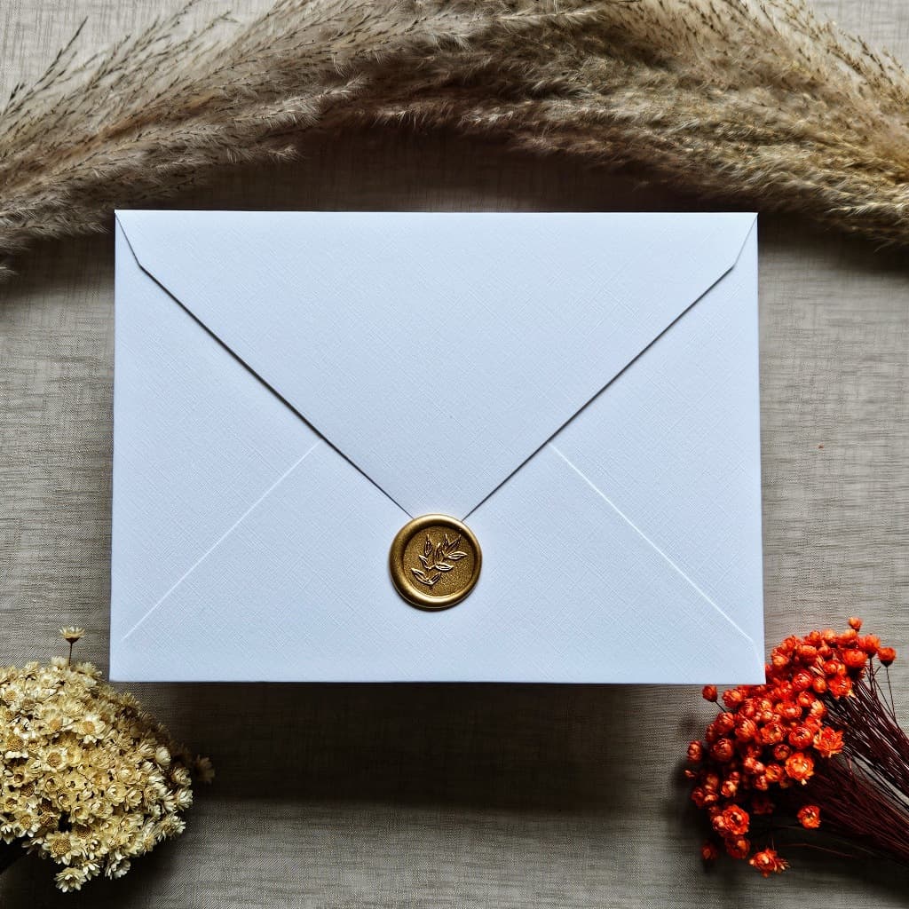 Envelope para convite com lacre de cera - Bico textura linho 16x22