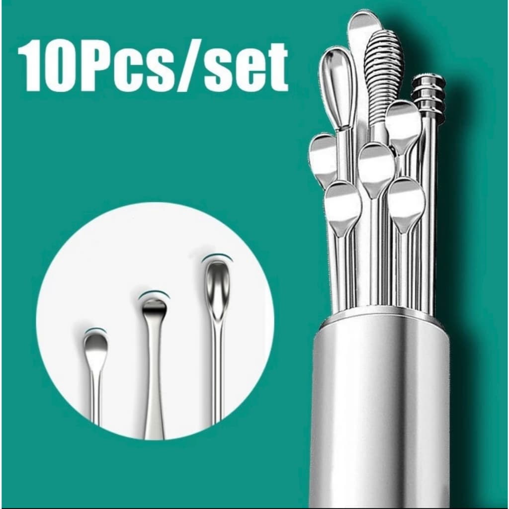 Kit 10 de limpeza de cera de ouvido multifuncional (portátil)