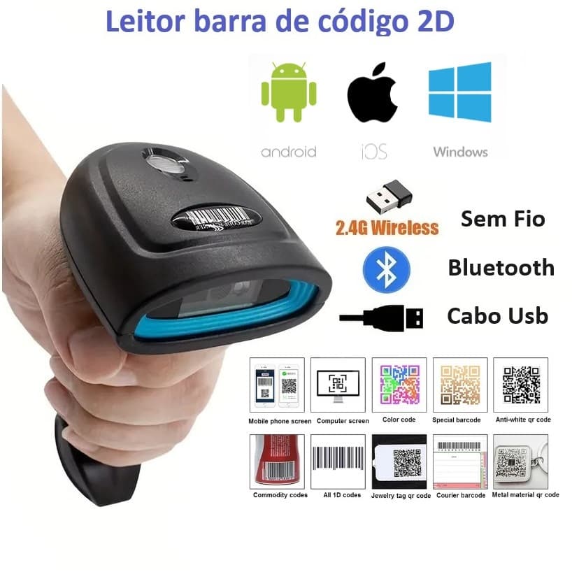 Leitor De Código De Barras Com Bluetooth 3 em 1 Qr Code 2D Leitura Rápido Para Android Iphone U28