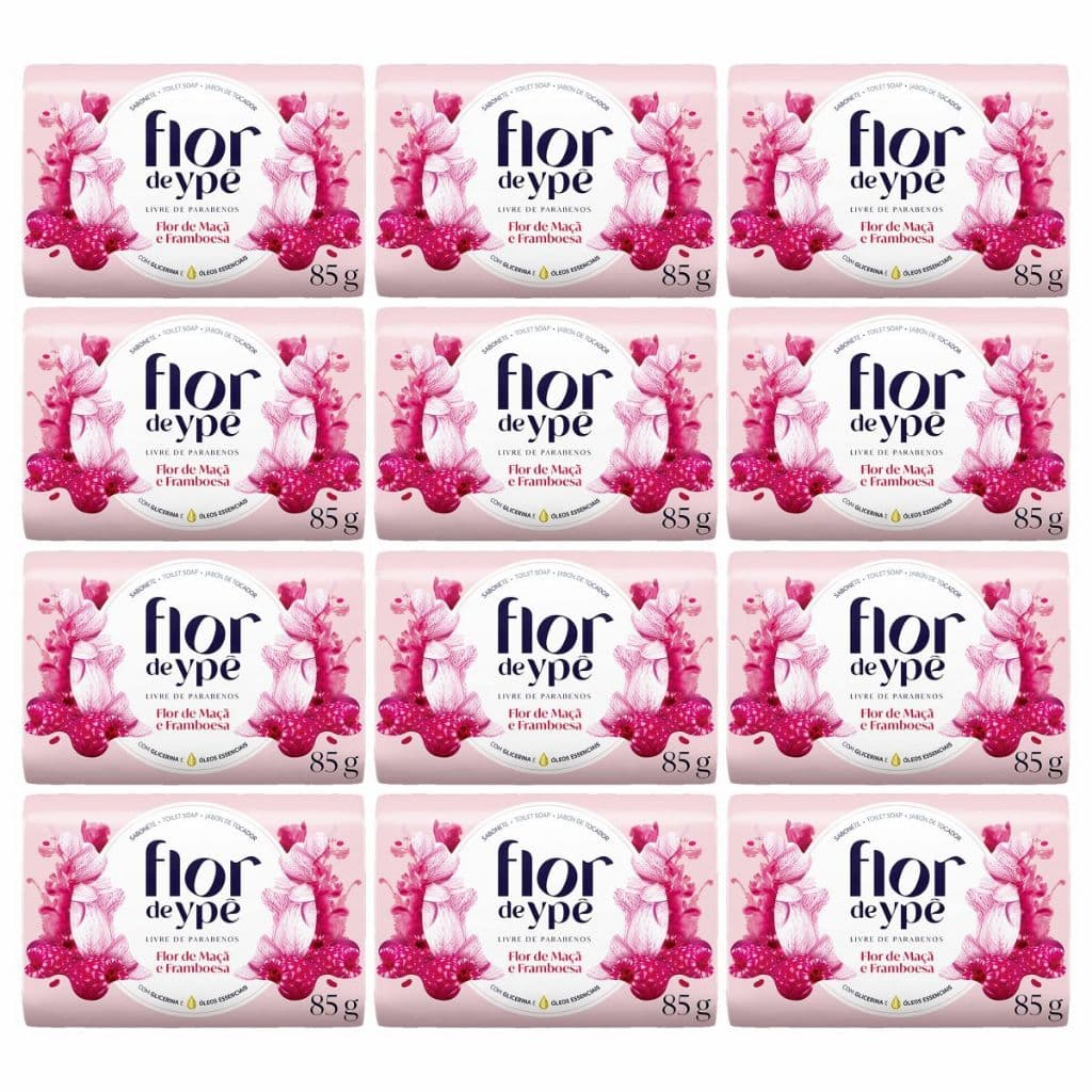 Kit 12 Sabonetes Flor de Ypê Flor de Maçã e Framboesa 85g