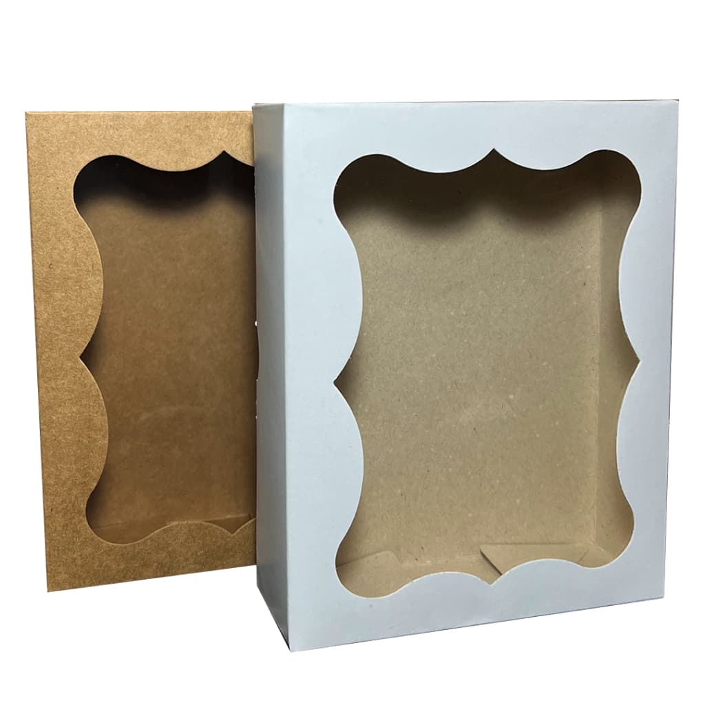 10 un - Caixa de Presente Lembrancinhas Doces - 19x15x5cm - Caixa Kraft ou Branca com Visor