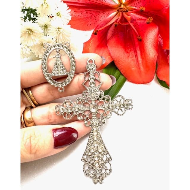 KIT ENTREMEIO + CRUZ - NS APARECIDA GRANDE Nº 273 - (1 UNIDADE) Níquel