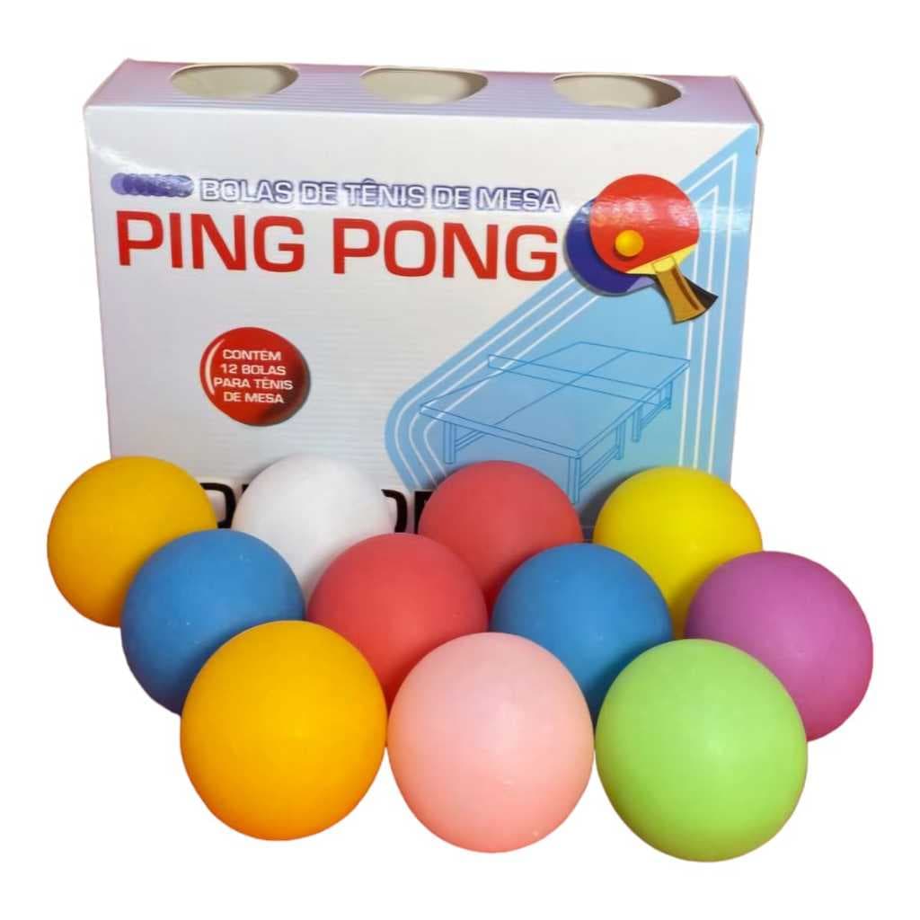 Caixa Com 12 Unidades Bolas / Bolinhas De Ping Pong Coloridas - Tênis de Mesa
