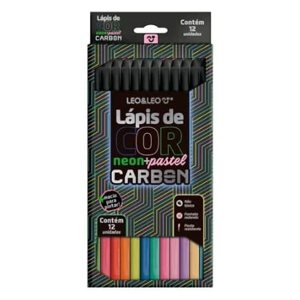 Lapis De Cor Carbon 12 Cores Neon + Pastel Redondo Leo Cor da marcação Colorido