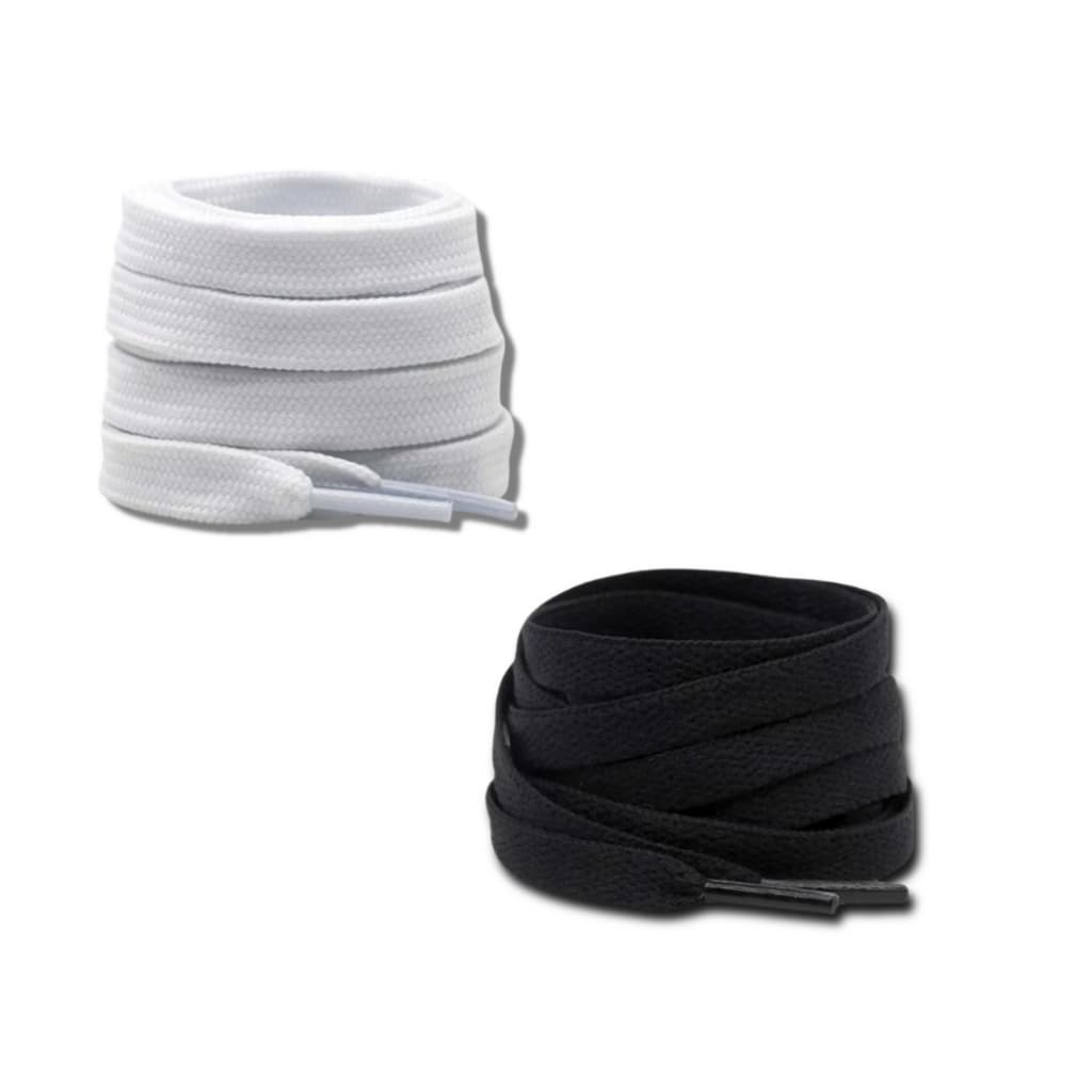 Cadarço de Tenis 1,40m Premium Achatado Chato Poliéster Para Tênis Branco Preto Universal Original