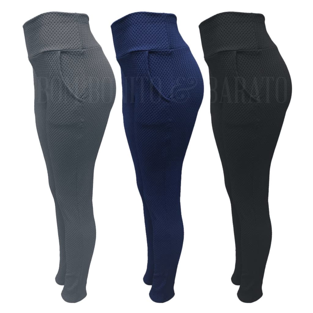 Calça Legging Feminino Tecido Colmeia Casual