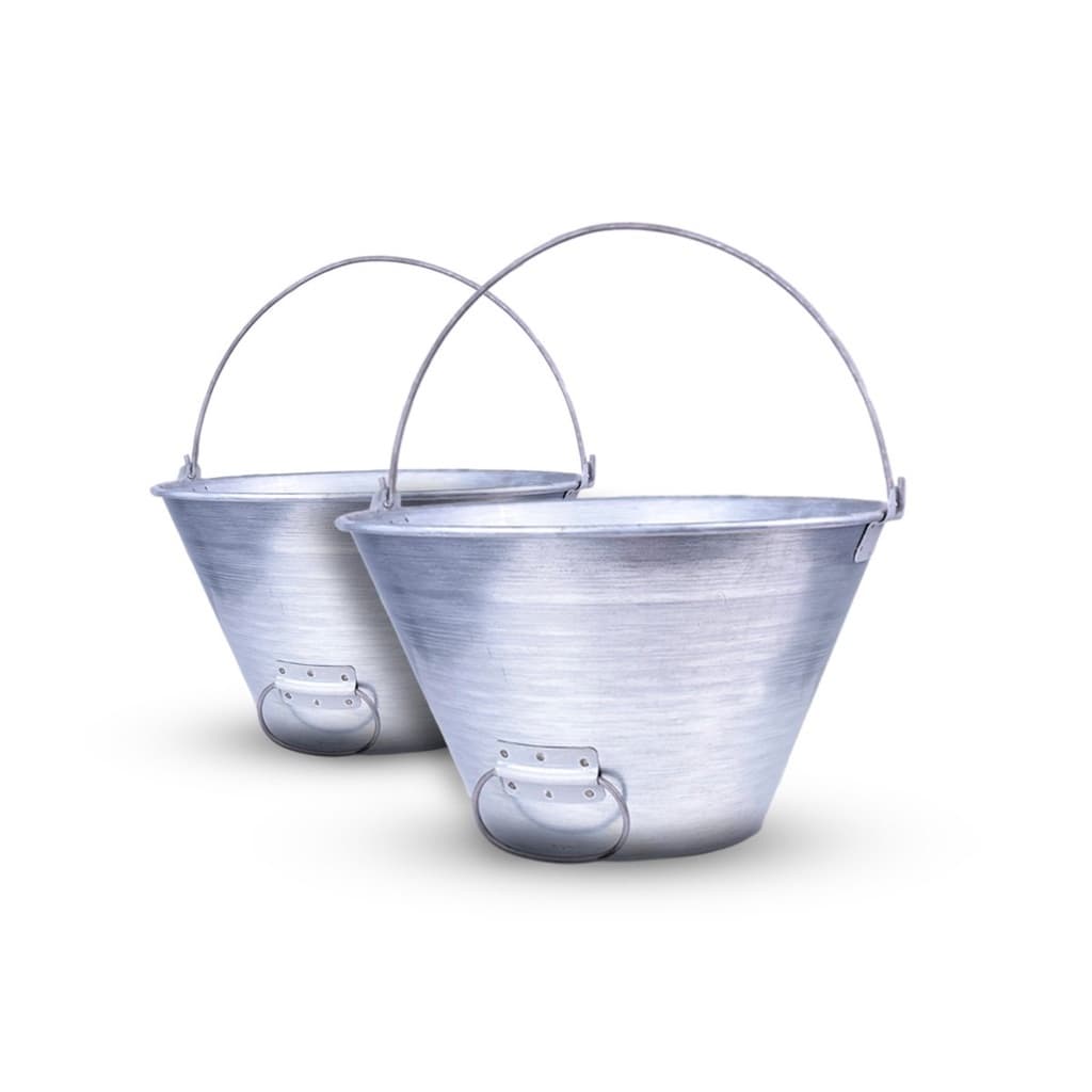 Kit 2 Balde De Metal Galvanizado 10 L Repuxado Aço Escovado