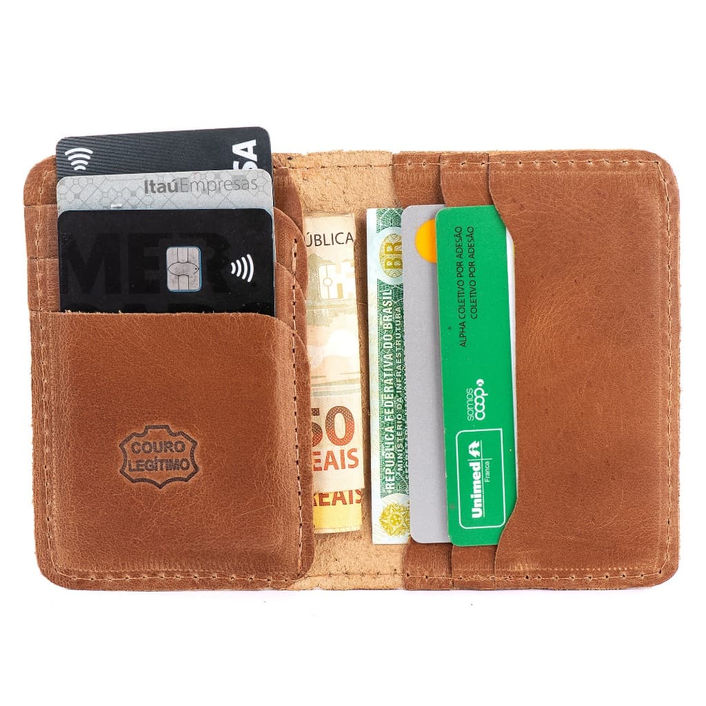 Carteira Masculina Porta Cartão De Couro Original Pequena