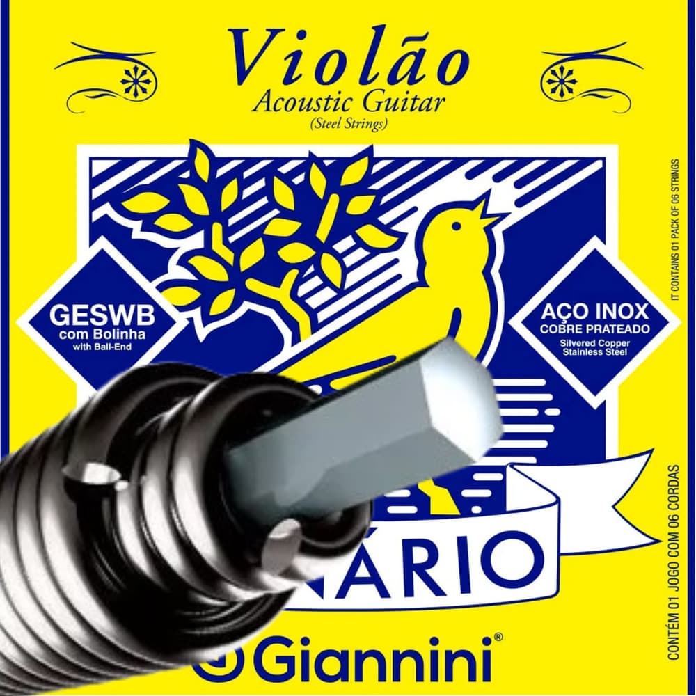Encordoamento 011 Violão Elétrico com Bolinha GESWB Giannini Canário