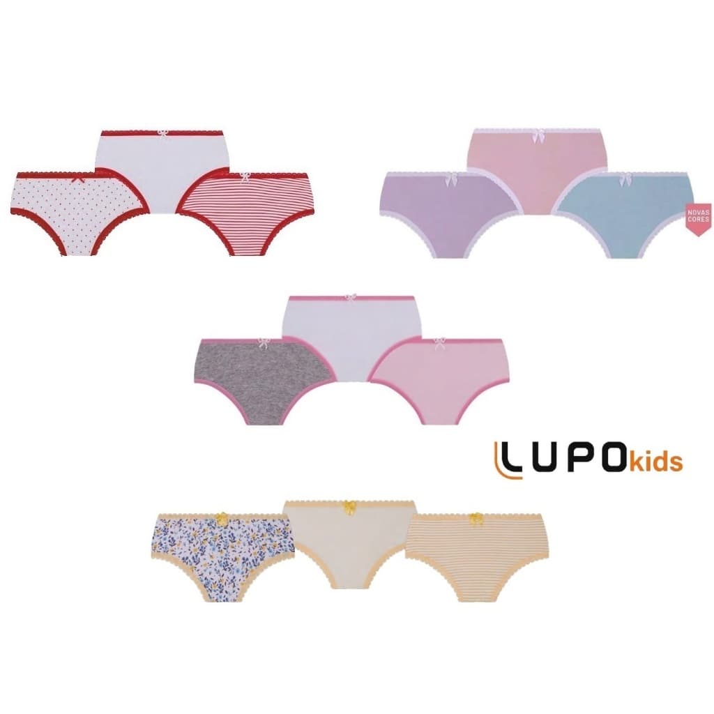 Calcinha infantil Lupo lobinha kit com 3 unidades
