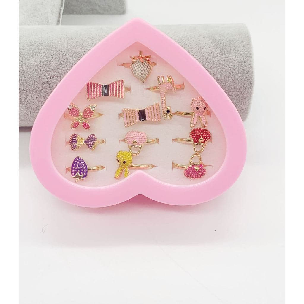 12 Peças Anel De Decoração De Animal E Strass Para Meninas Modelo Aleatorio