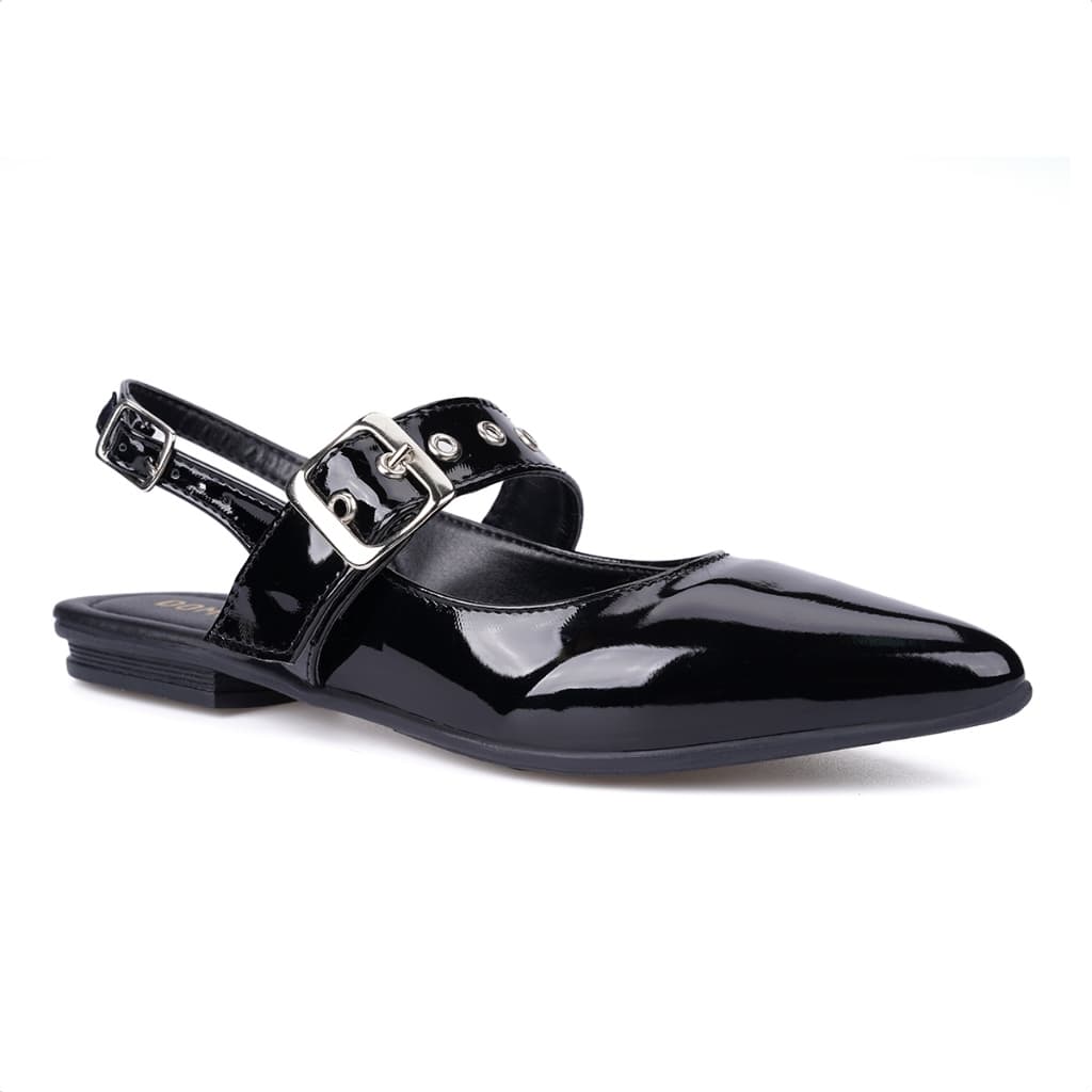 Sapatilha Feminina Domidona Slingback Bico Fino Tira Fivela Elegante