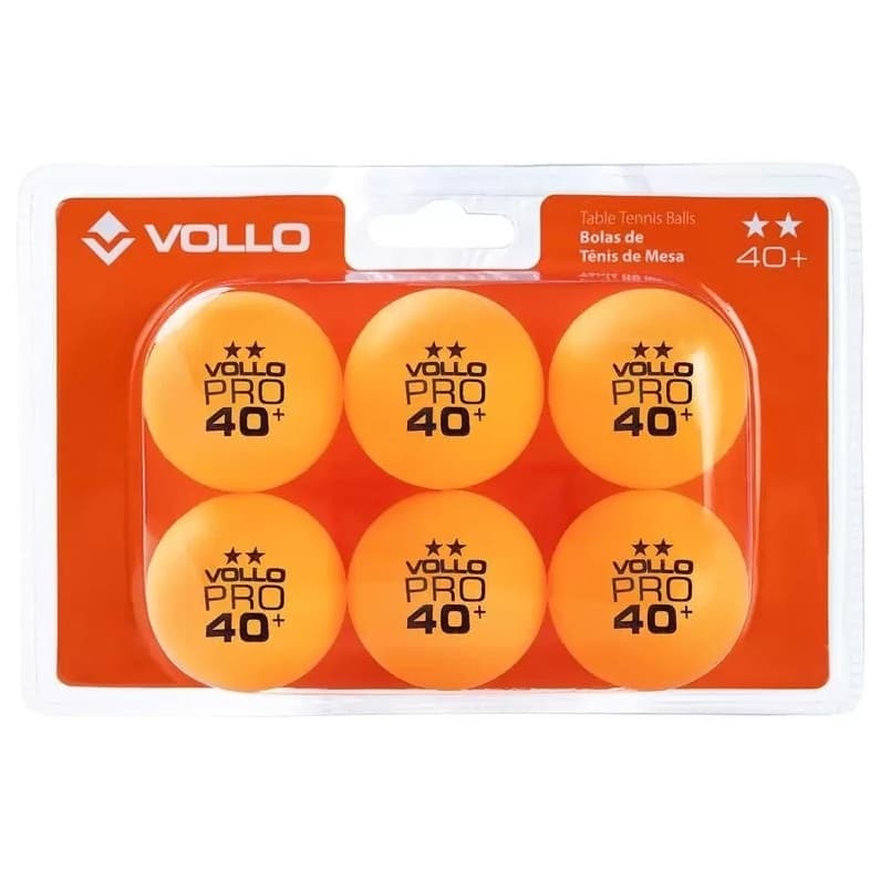 Bola de Tênis de Mesa Laranja 6 Unidades Vollo 2 Estrelas