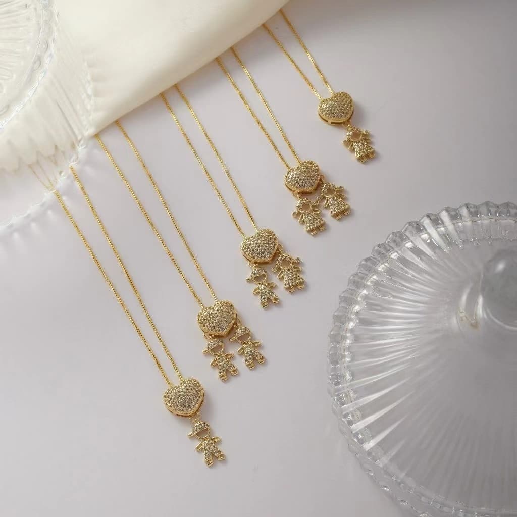 5 Estilos Escolha O Amor Crianças Coração Da Menina Família Menino Colar De Pingente Firme Cadeia De Jóias