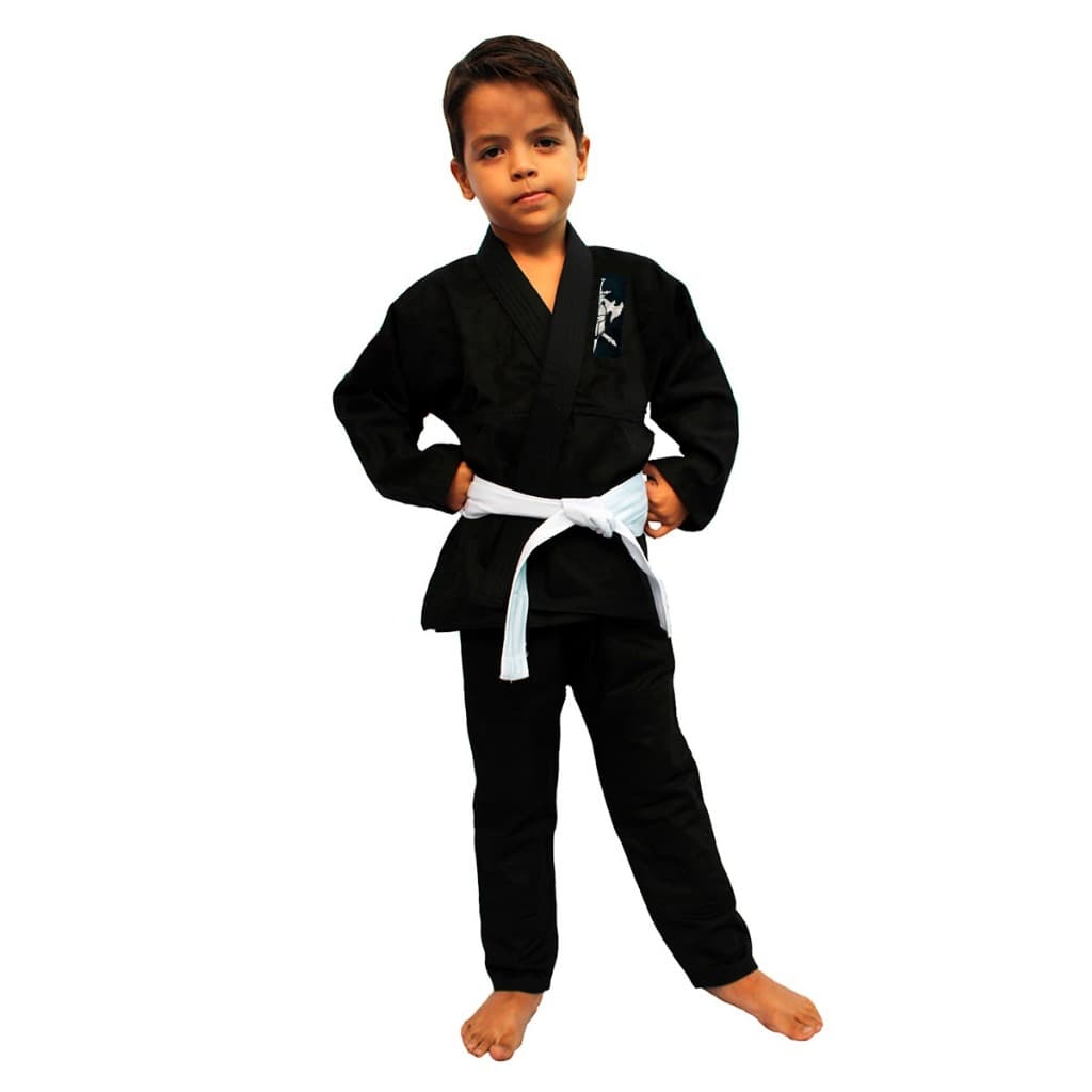 Kimono Preto Infantil Reforçado Jiujitsu, Judo + Faixa.