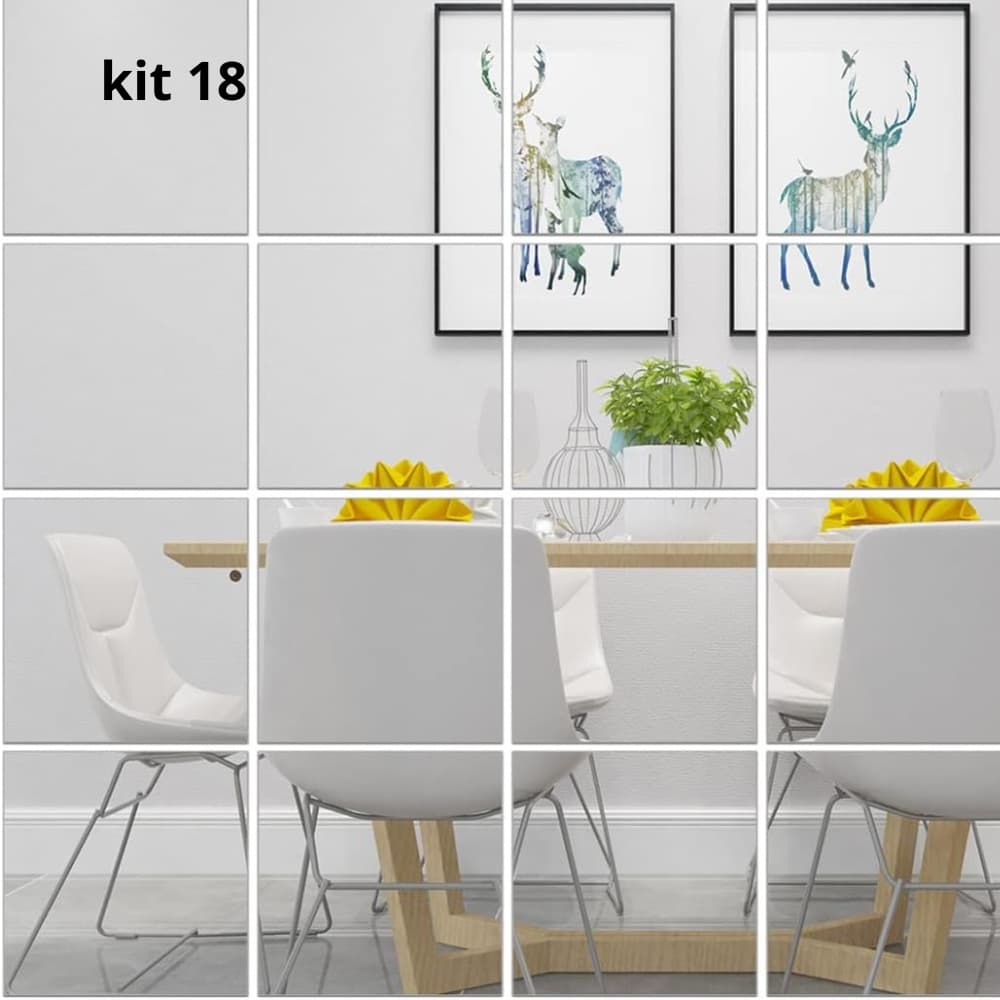 kit 18 Espelhos Adesivo Decorativo De Parede 30x30 cm Quadrado