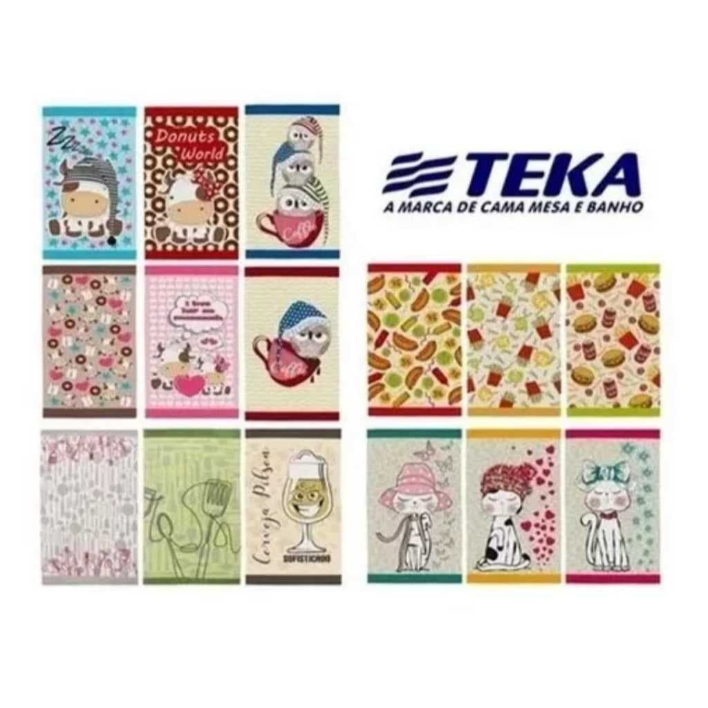 Kit 12 Pano de Prato Copa Atoalhados Teka 100% Algodão ,VEM SORTIDOS