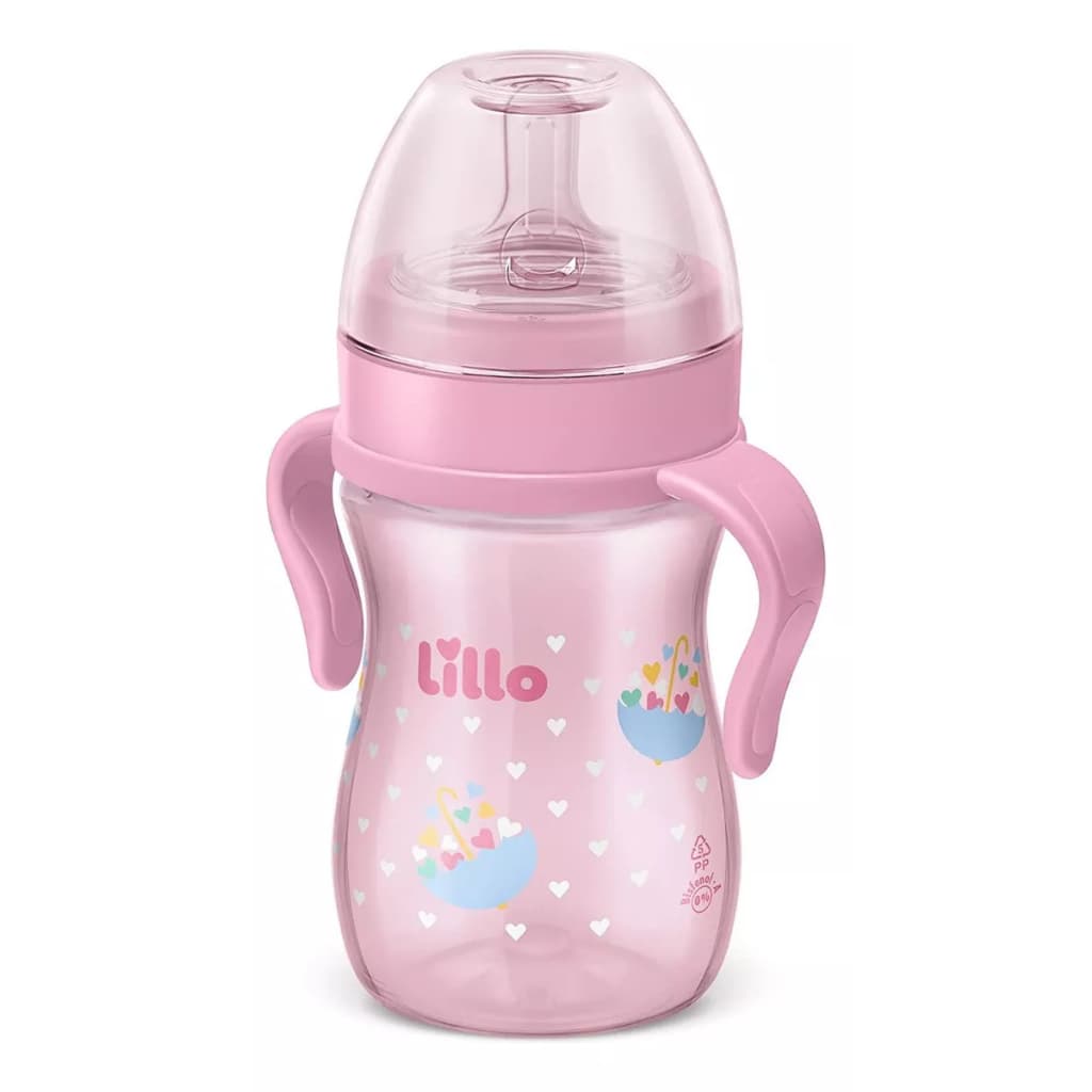 Mamadeira Com Alça Super Evolution 240ml Rosa Menina - Lillo