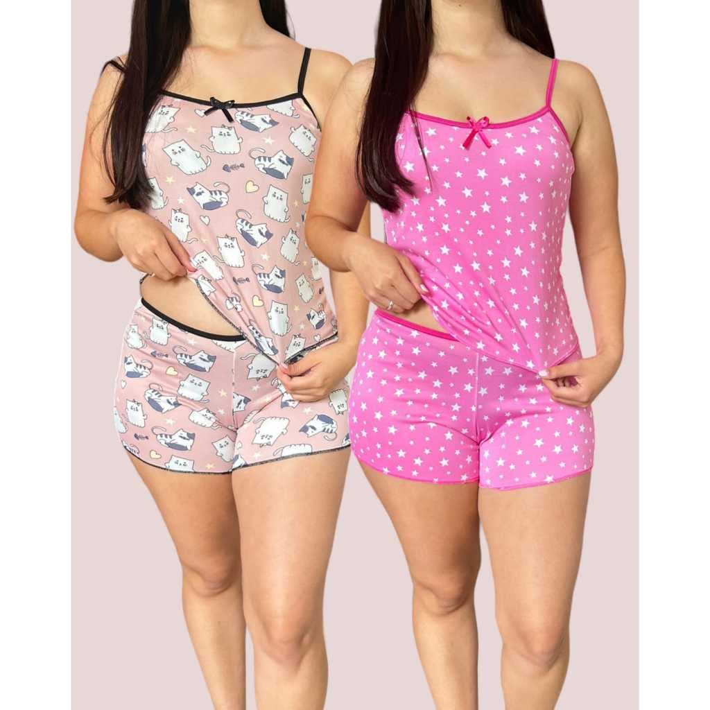 2 Conjuntos Pijama Feminino Baby Doll