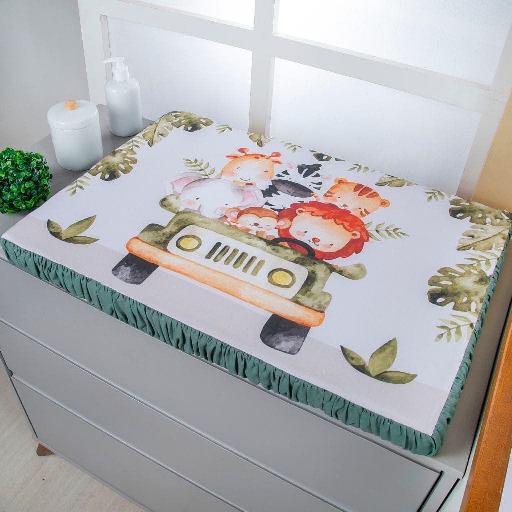 Trocador de Comoda Impermeável para Bebê Menino Zoo