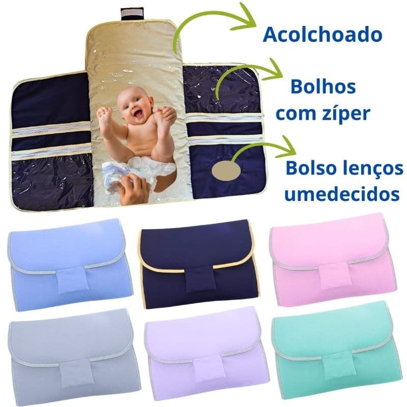 Trocador Portátil Para Bebê Impermeável Dobrável Cores Lisas Trocador de Fraldas Bebê