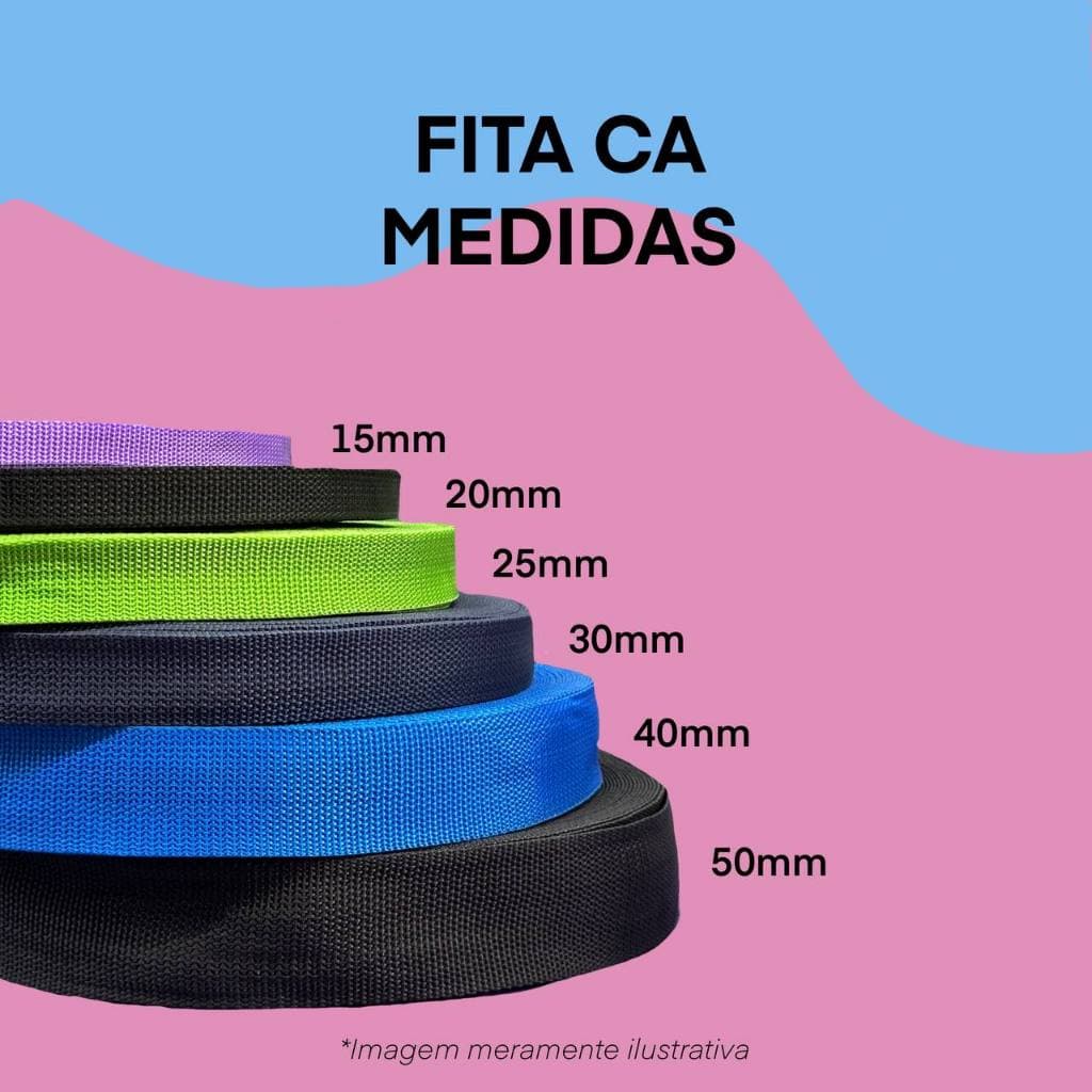 Fita CA de nylon - rolo c/50 mts - varias cores e larguras - para bolsas e mochilas